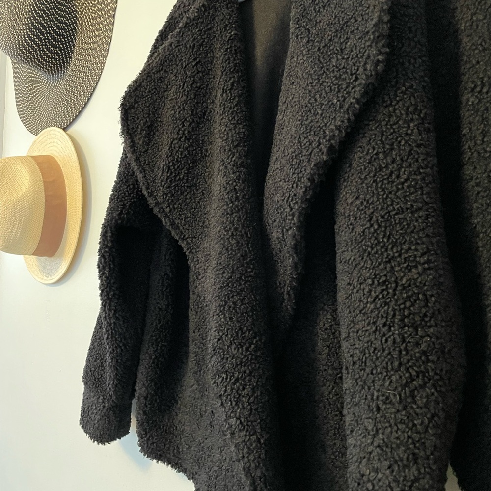 Express Sherpa Open Front Jacket Collar Soft Blac… - image 7